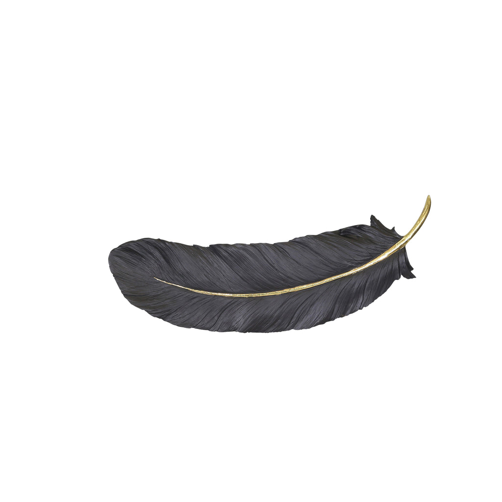 Black/Gold Wall Feather 23.5" - ReeceFurniture.com