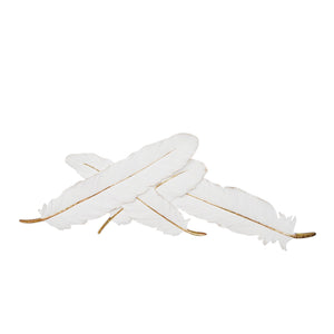 White/Gold Feathers Wall Decor - ReeceFurniture.com