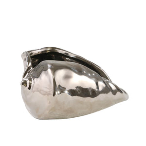 Silver Ceramic Cone Seashell - ReeceFurniture.com