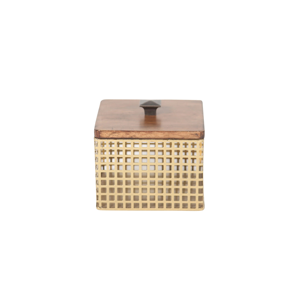 Bronze Metal Wood Top Box, Square Ds - ReeceFurniture.com