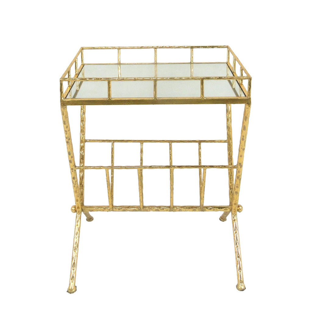 Gold Accent Table, Mirror W/ Magazine - ReeceFurniture.com