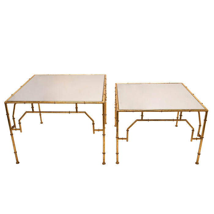 S/2 Square Gold Accent Tables,  Mirror