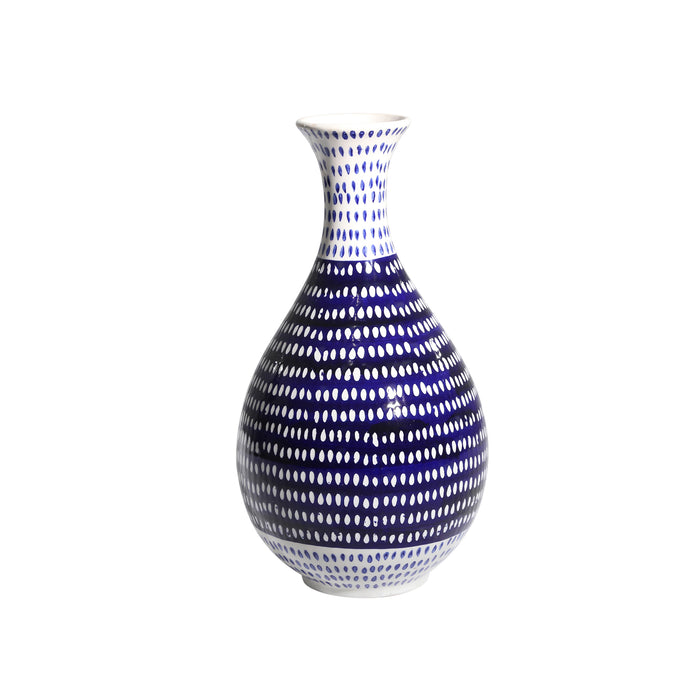 Blue/White Spotted Vase 12.75"Ds