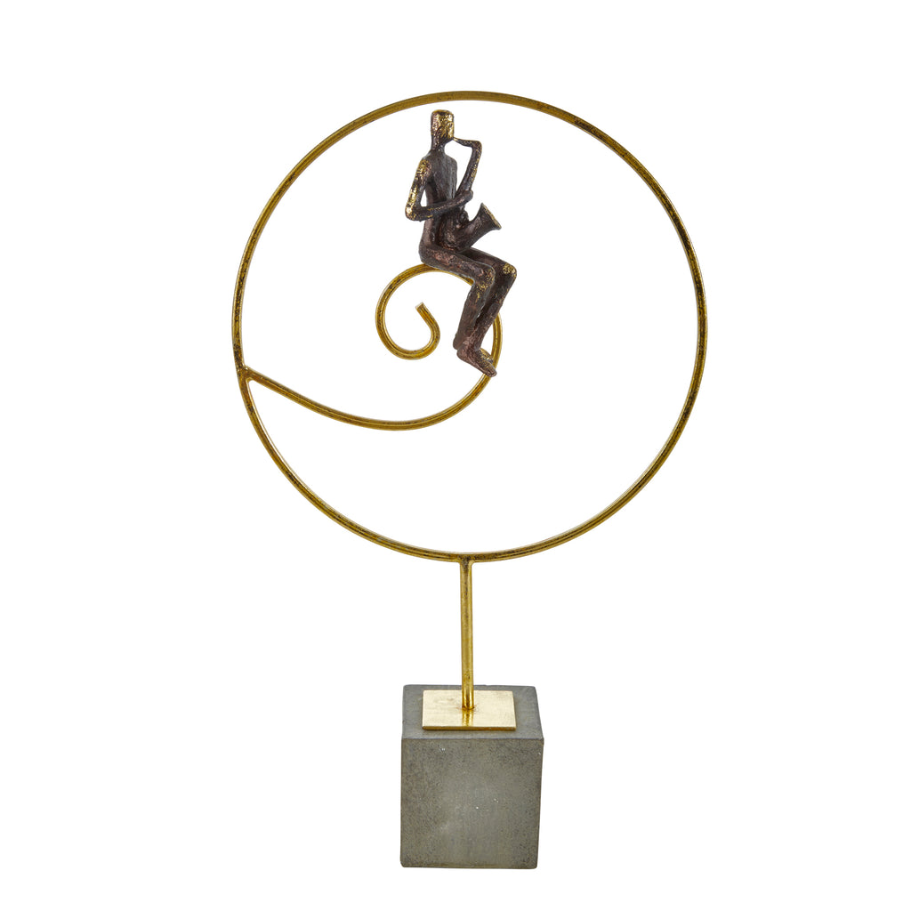 Metal Saxaphone Mmusician On Stand, Kd - ReeceFurniture.com