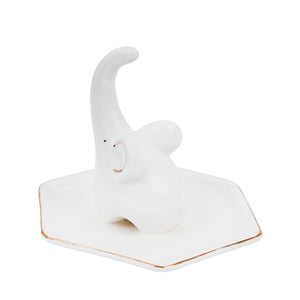 White/Gold Elephant Ring Holder - ReeceFurniture.com