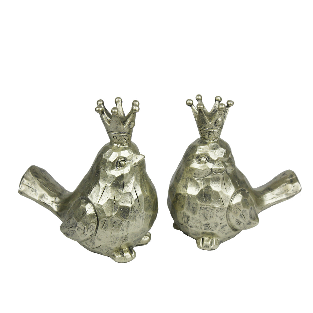 S/2 Gold Birds W/ Crowns Ds - ReeceFurniture.com