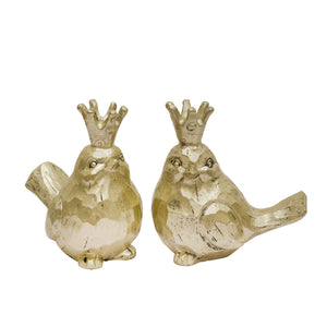 S/2 Gold Birds W/ Crowns - ReeceFurniture.com