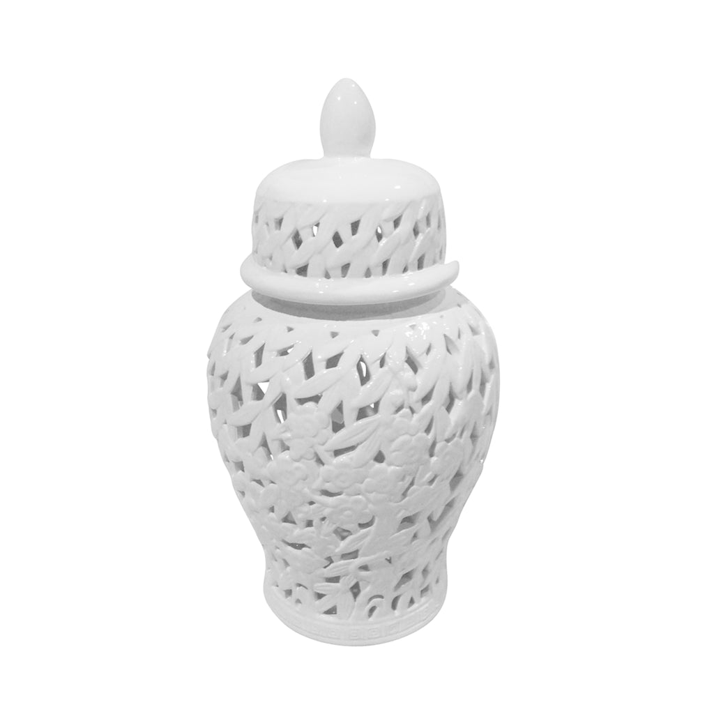 Pierced White Temple Jar 18.5" - ReeceFurniture.com