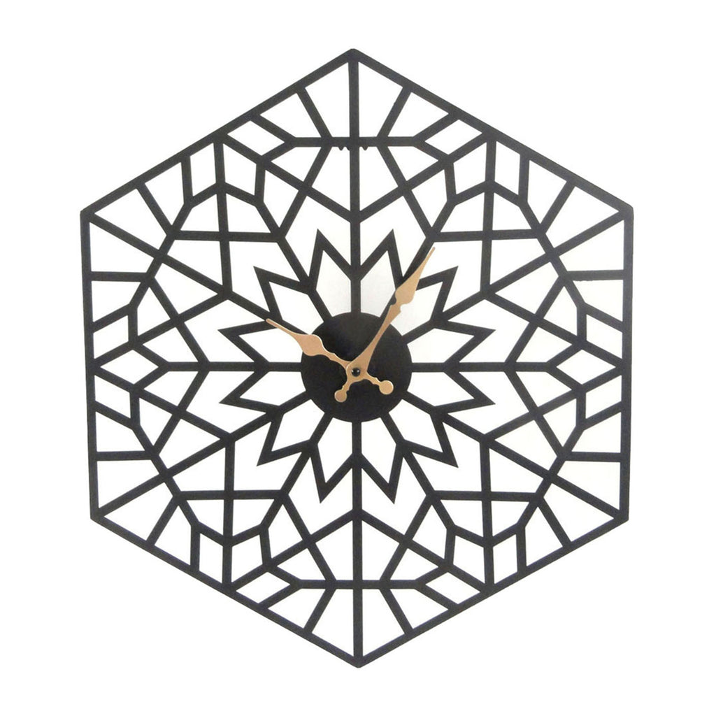 Black/Gold Metal Hexagon Clock, Wb Ds - ReeceFurniture.com