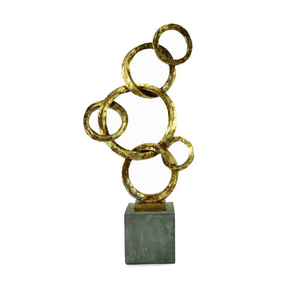 Vertical Gold Ring Sculpture On Base, Kd - ReeceFurniture.com