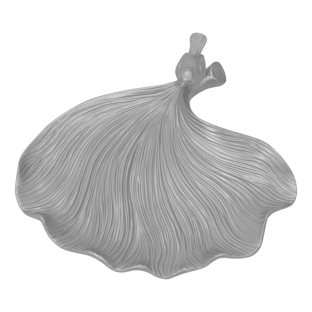 Silver Resin Ginkgo Leaf Plate - ReeceFurniture.com