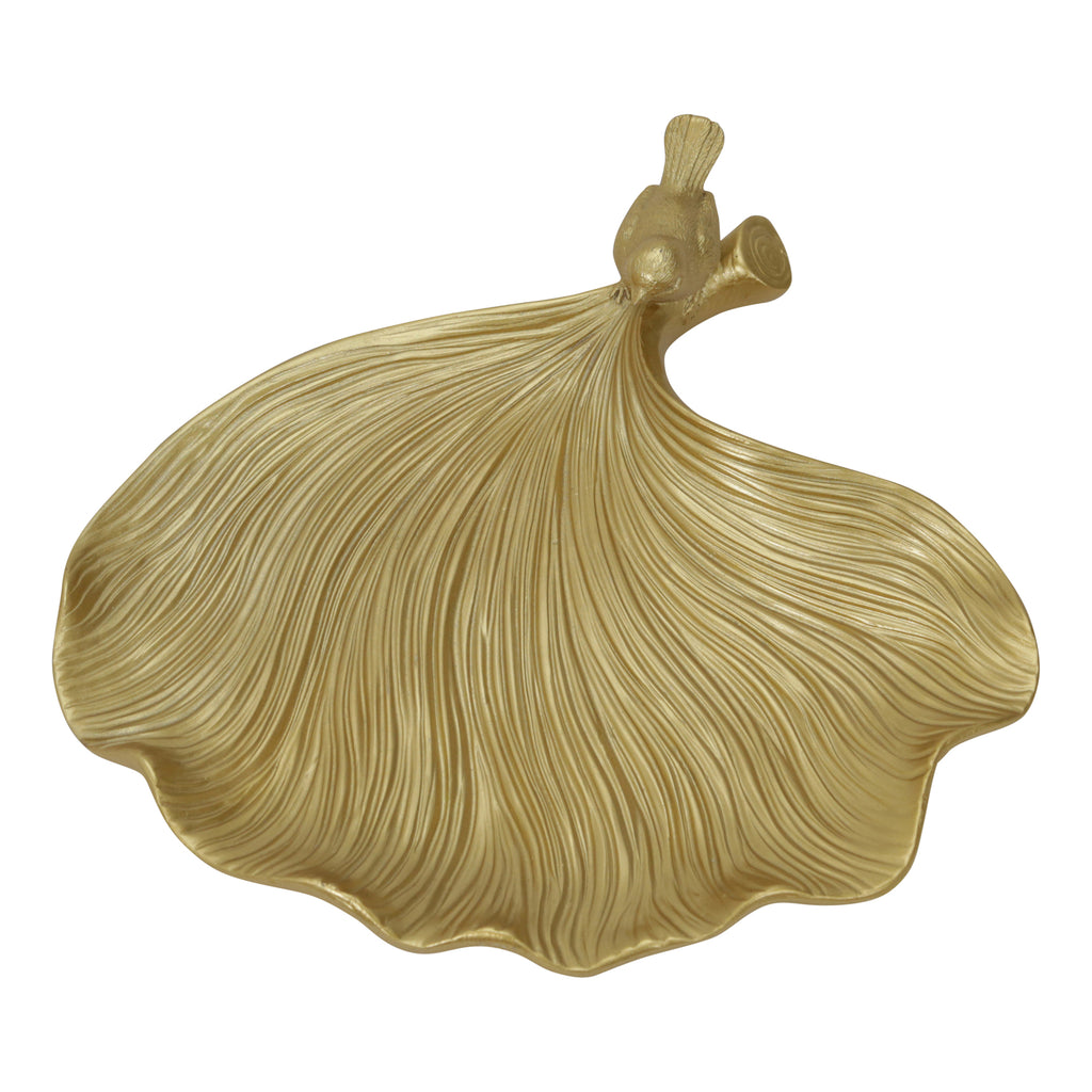 Gold Resin Ginkgo Leaf Plate - ReeceFurniture.com