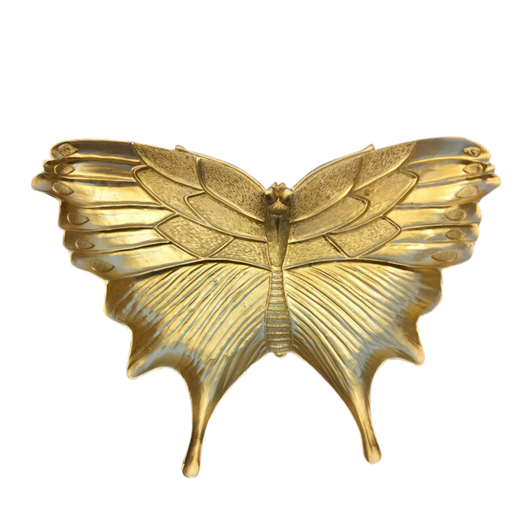 Gold Resin Butterfly Plate - ReeceFurniture.com
