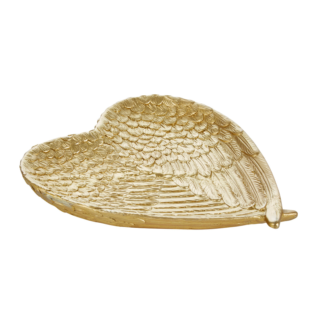 Gold Resin Wing Heart Plate - ReeceFurniture.com