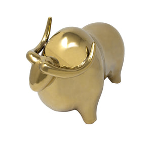 Gold Ceramic Bull, Head Up 8" - ReeceFurniture.com