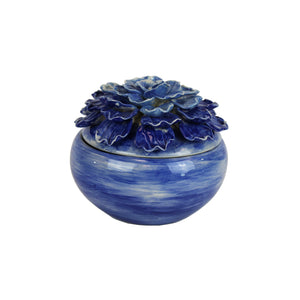 Blue Ceramic Flower Jar 7" - ReeceFurniture.com
