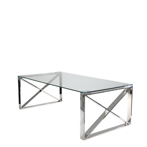 Silver Metal/Glass Cocktail Table, Kd - ReeceFurniture.com