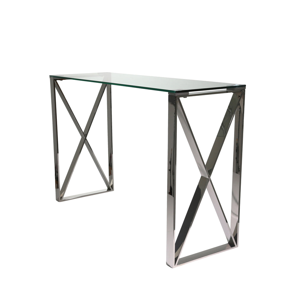 Silver Metal/Glass Console Table, Kd - ReeceFurniture.com
