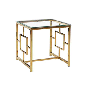 Gold Metal/Glass Accent Table, Kd - ReeceFurniture.com