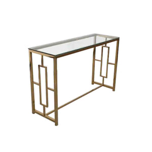 Gold Metal/Glass Console Table, Kd - ReeceFurniture.com