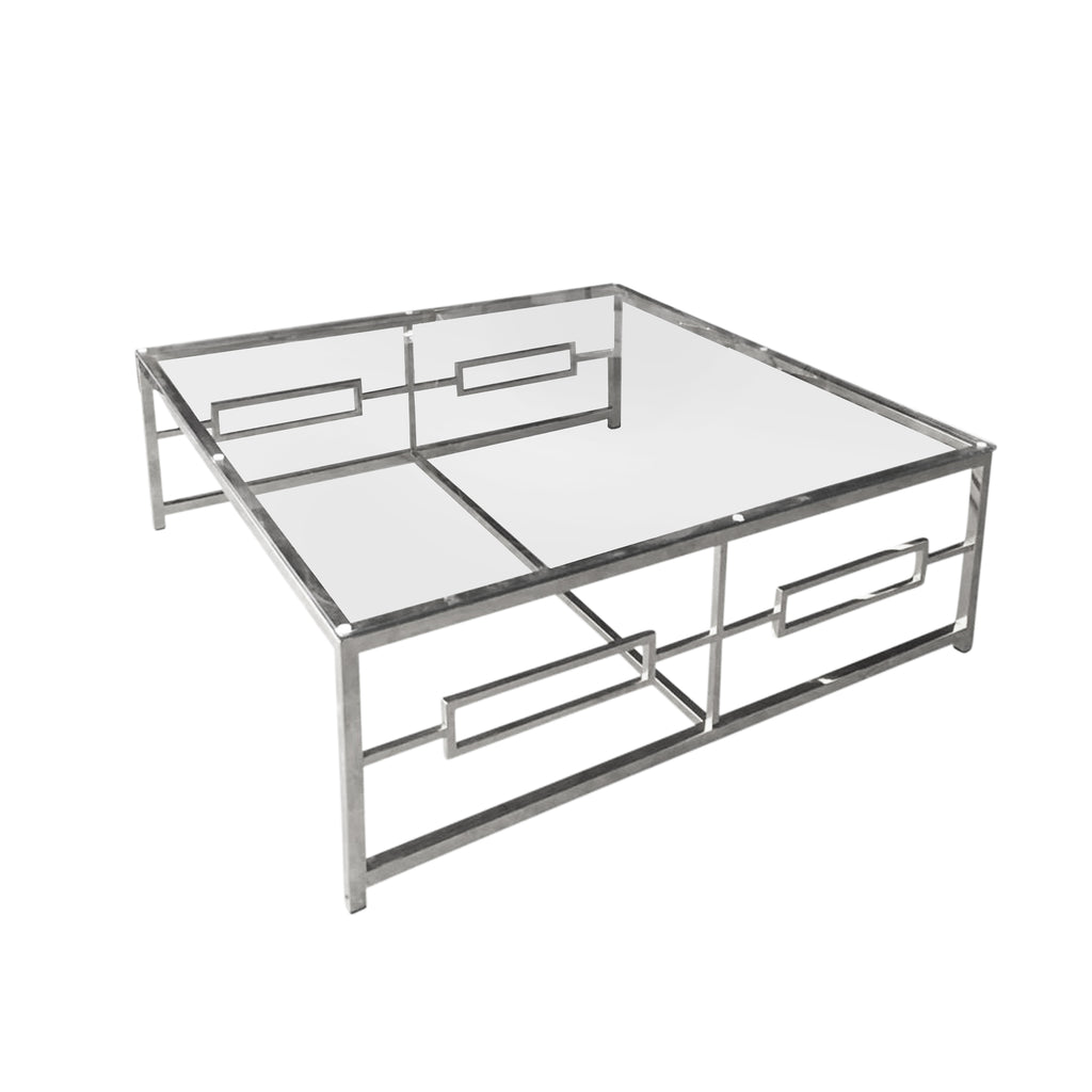 Stainless Steel /Glass Cocktail Table, Silver Kd - ReeceFurniture.com
