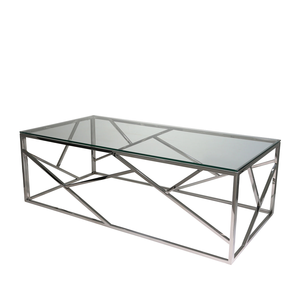 Modern Silver/Glass Cocktail Table,Kd - ReeceFurniture.com
