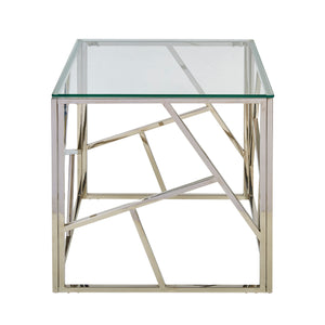 Modern Silver/Glass Accent Table, Kd - ReeceFurniture.com