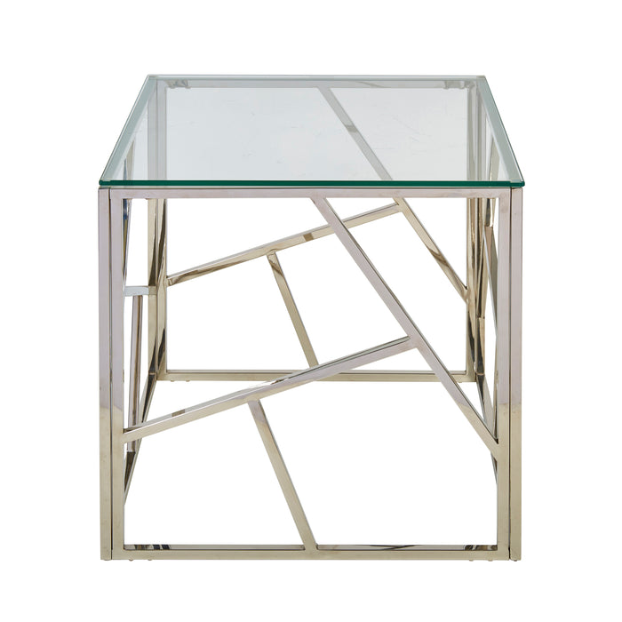 Modern Silver/Glass Accent Table, Kd