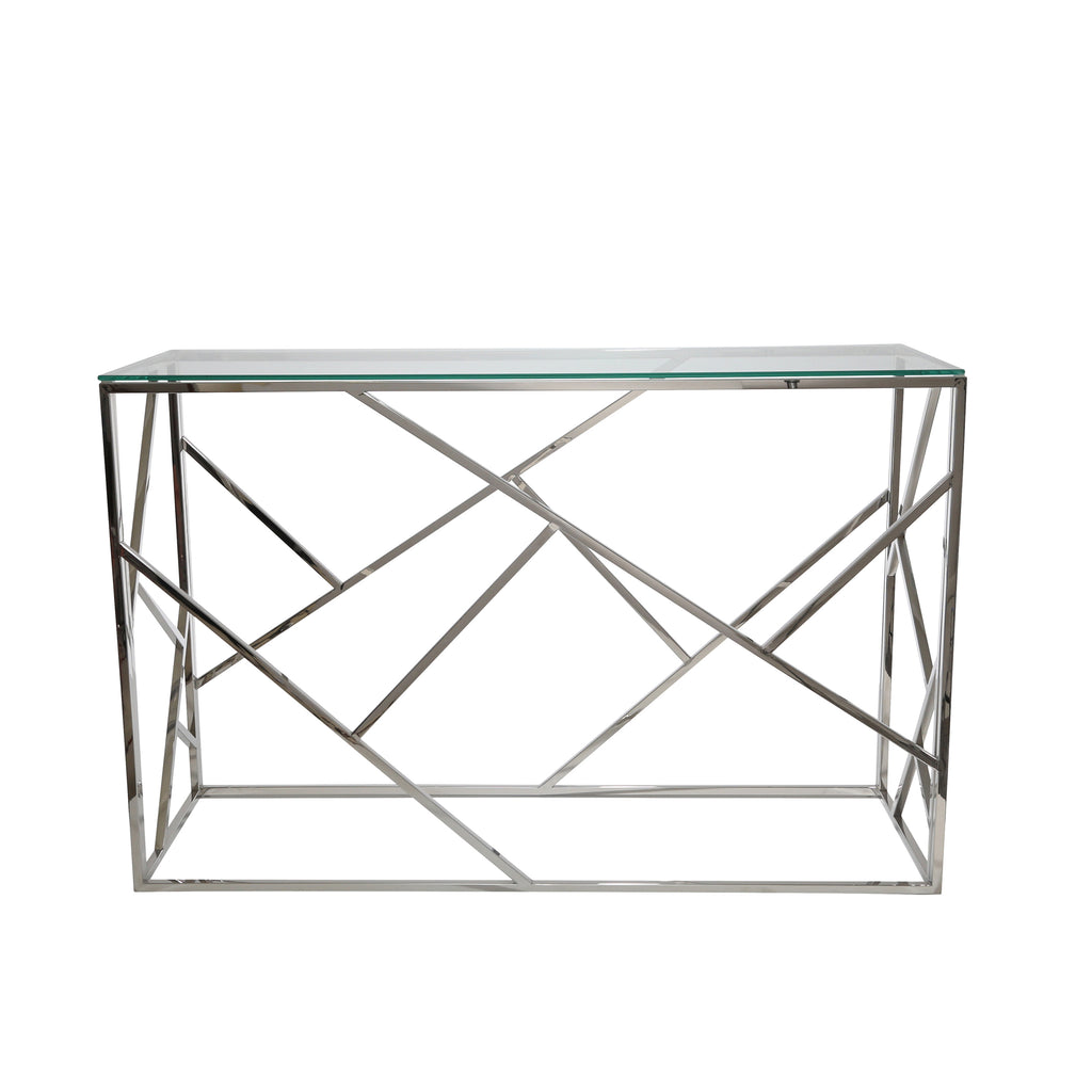 Modern Silver/Glass Console Table, Kd - ReeceFurniture.com