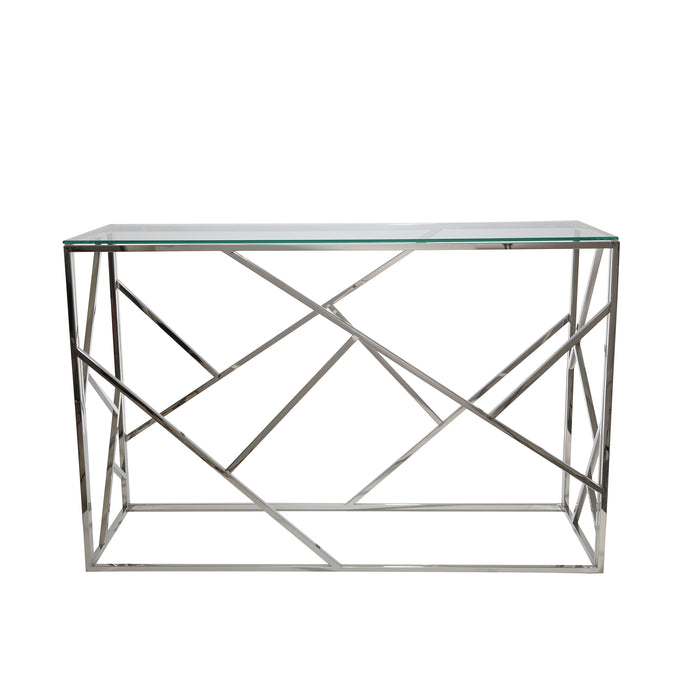 Modern Silver/Glass Console Table, Kd