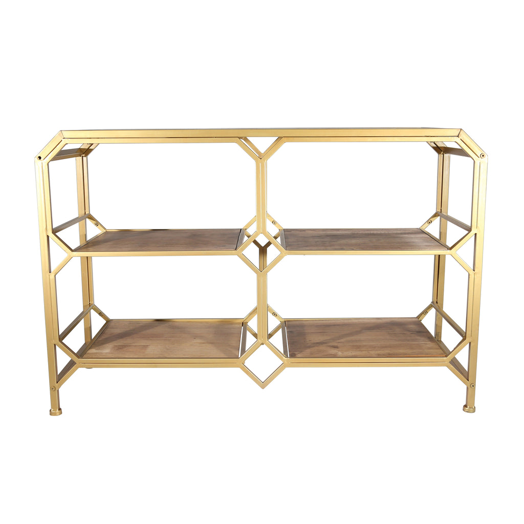 Bronze/Wood 3-Tier Console Table, Kd - ReeceFurniture.com