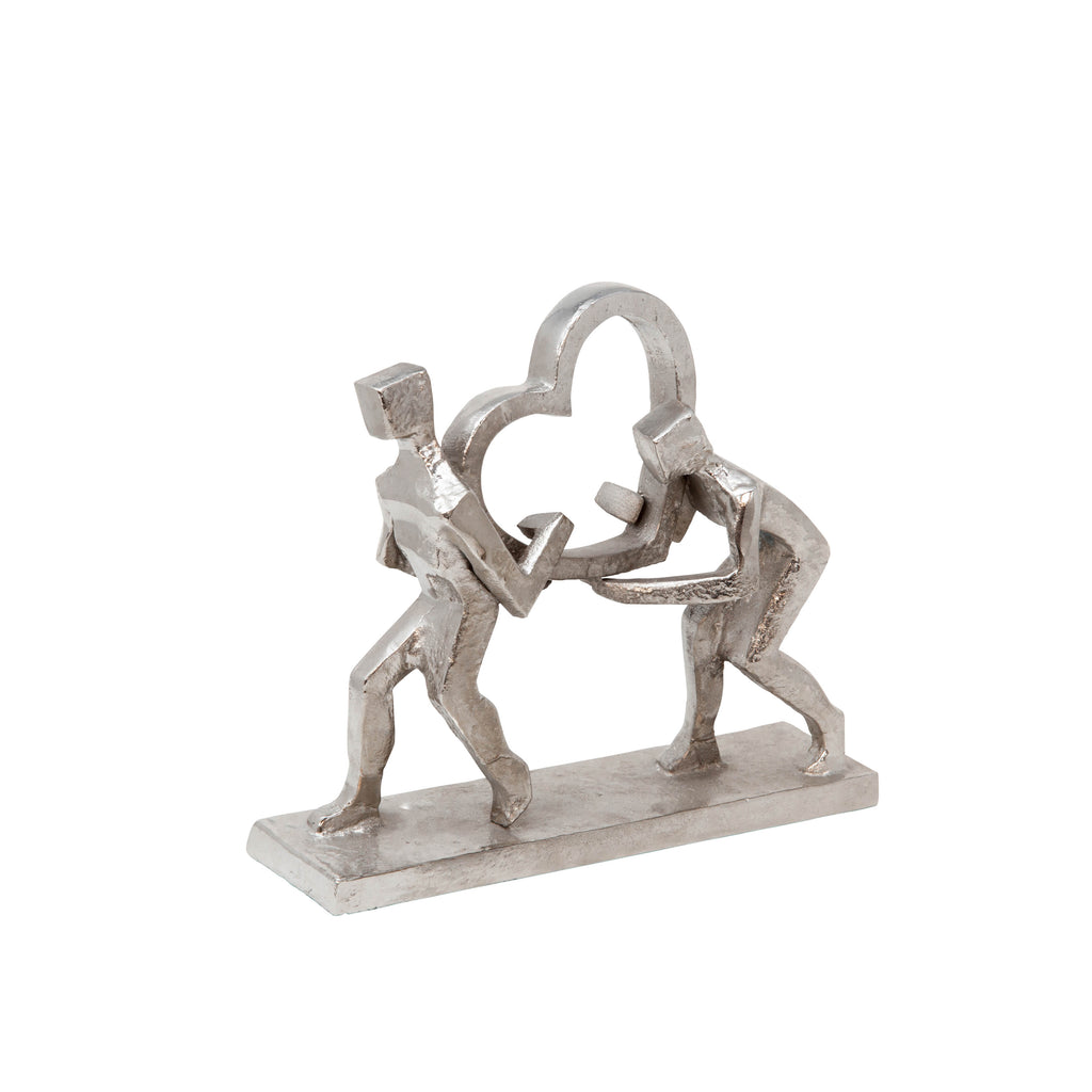 People & Heart Silver Metal Sculpture - ReeceFurniture.com