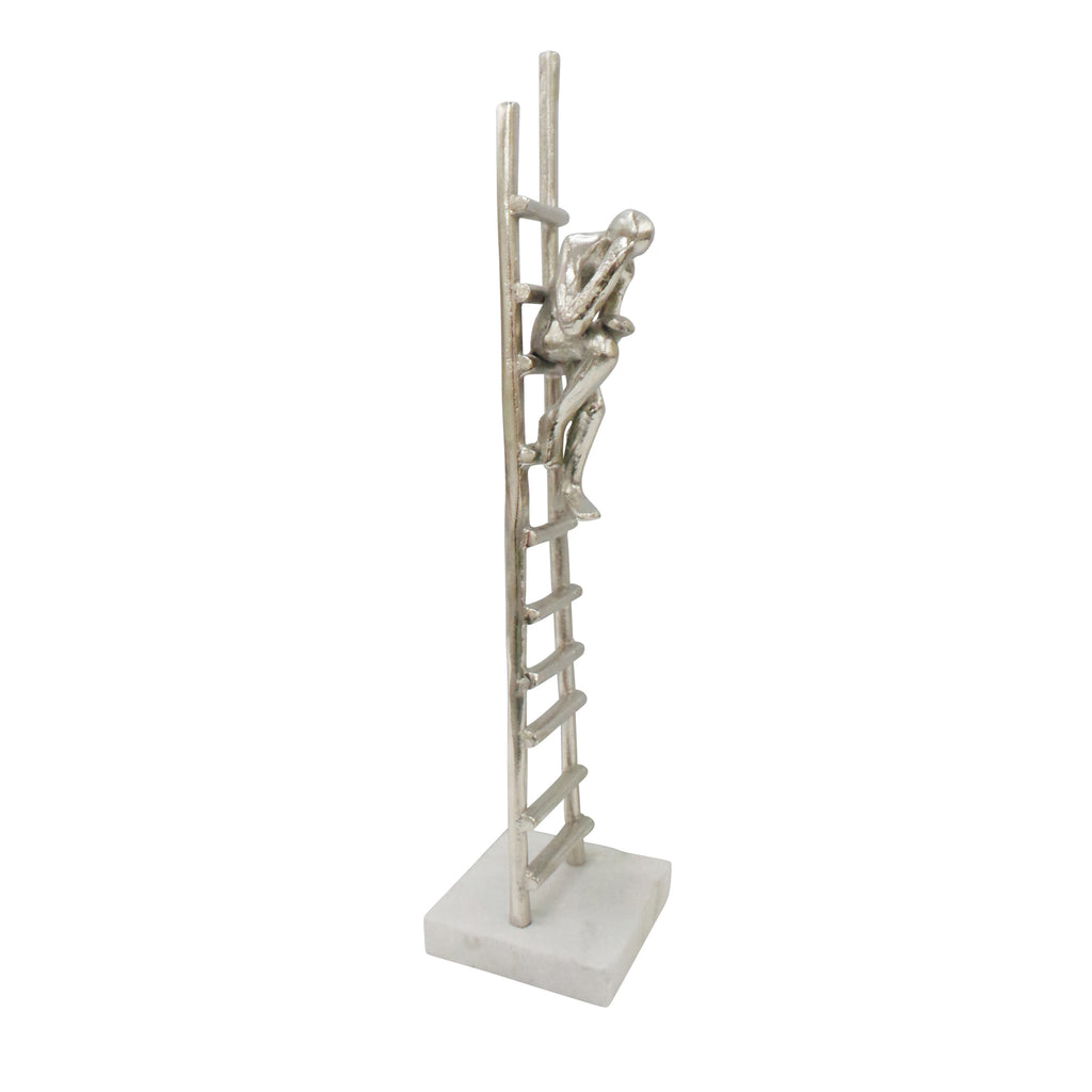 Silver Ladder Sculpture, Person Sitting - ReeceFurniture.com