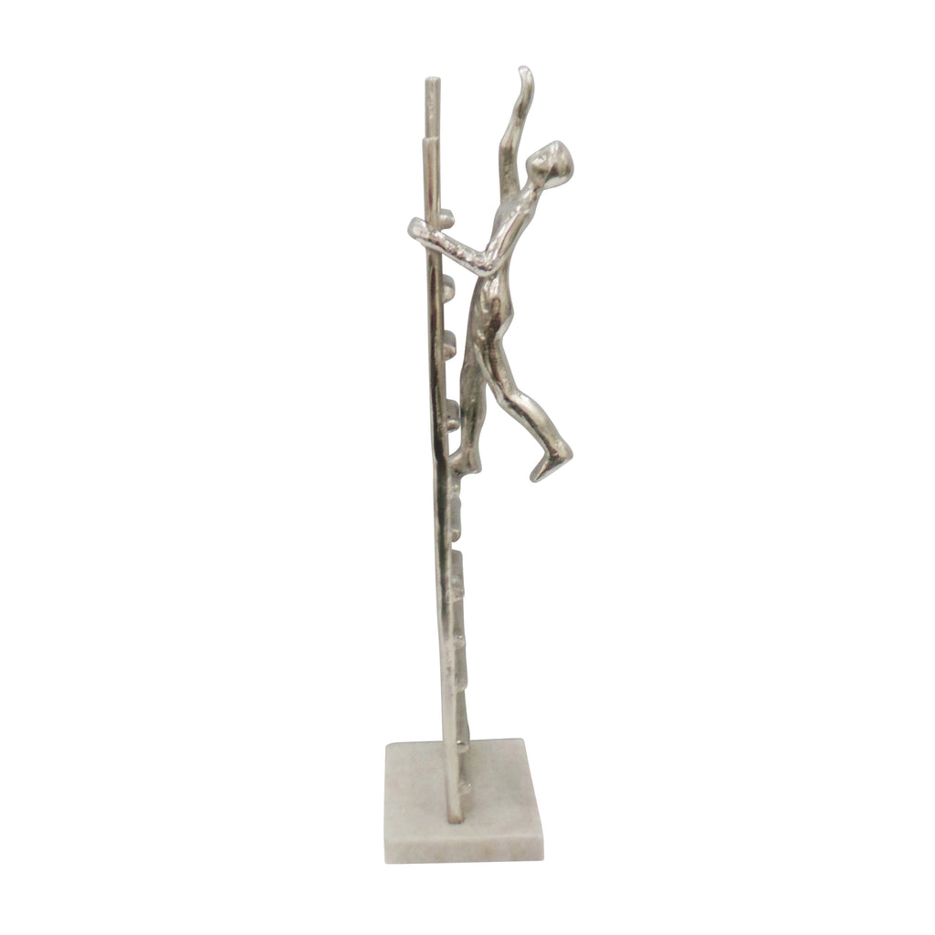 Silver Ladder Sculpture, Person Climbing - ReeceFurniture.com