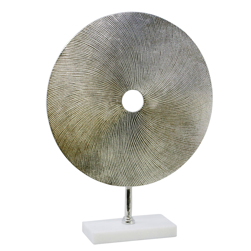 Silver Metal Disc On Stand 21" - ReeceFurniture.com