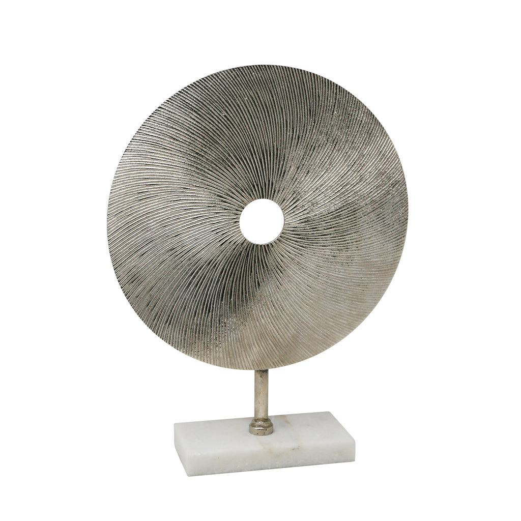 Silver Metal Disc On Stand 18" - ReeceFurniture.com