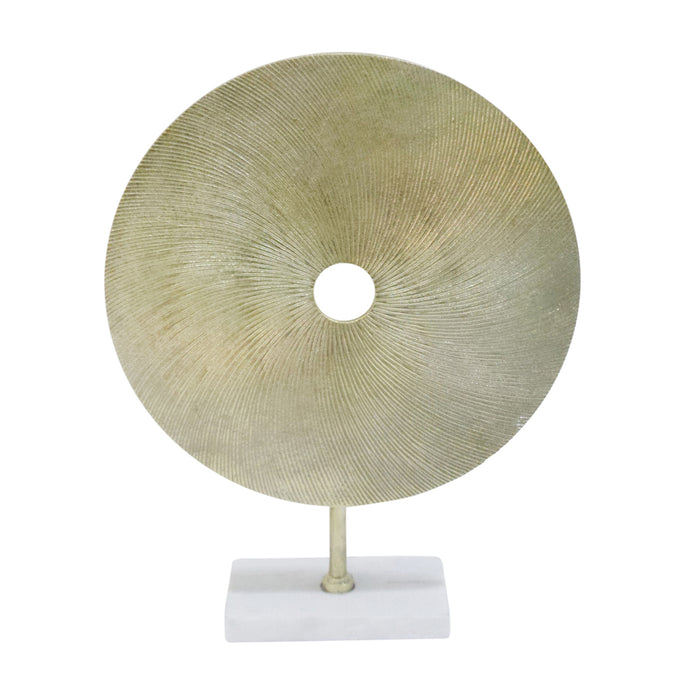 Aluminum Gold Disk On White Base, 21"