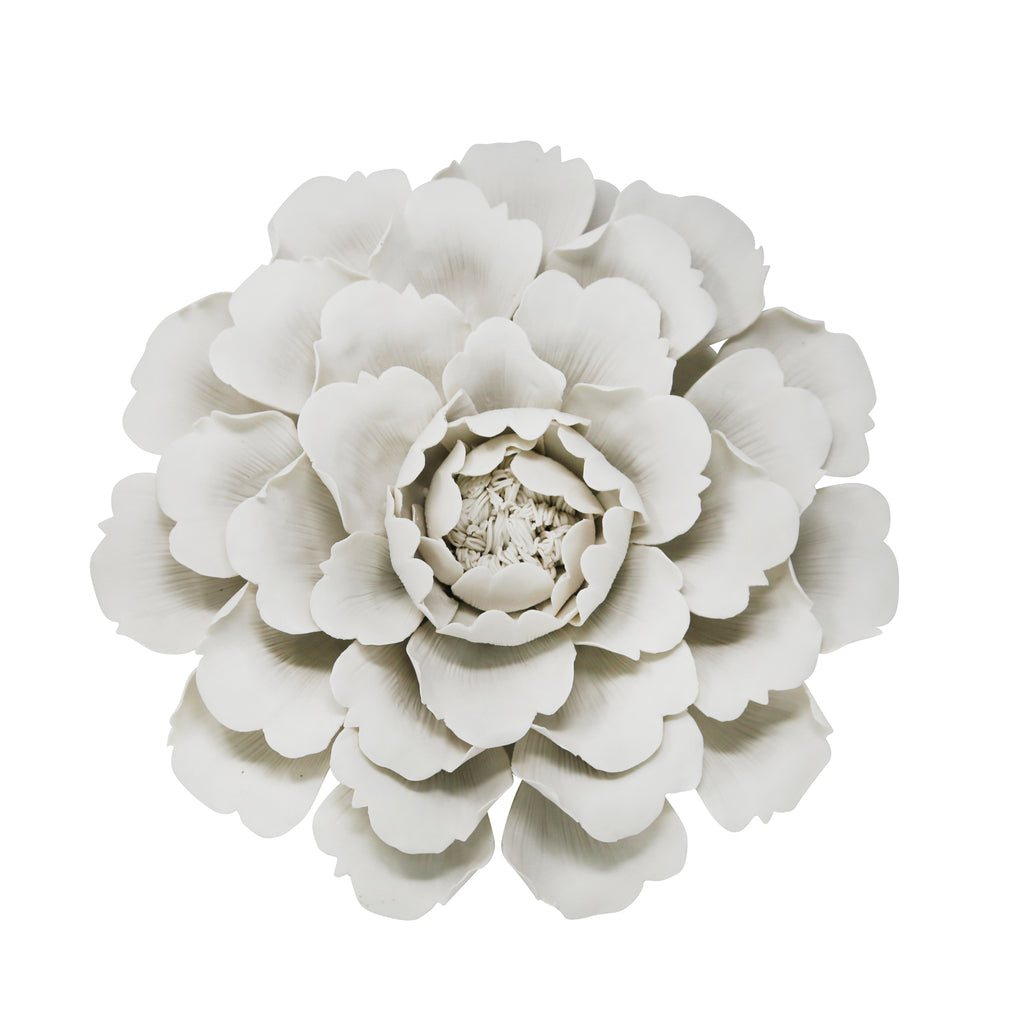 White Porcelain Wall Flower, Peony - ReeceFurniture.com