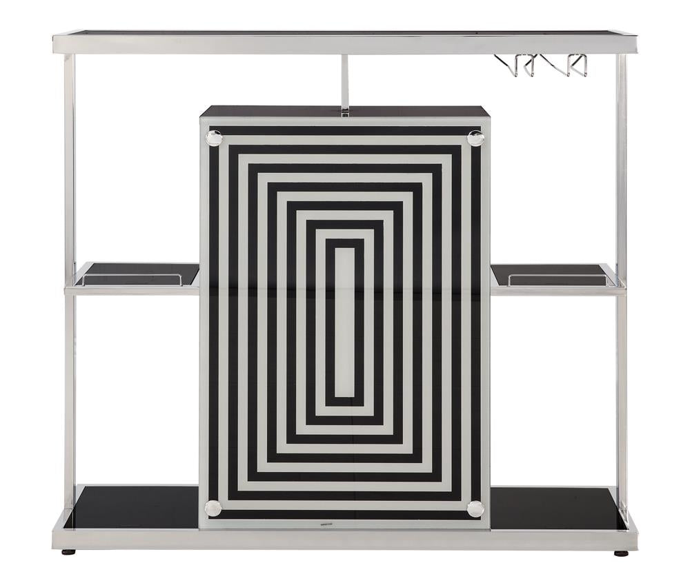 G130076 - Geometric Black and White Front Acrylic Panel Bar Unit - ReeceFurniture.com