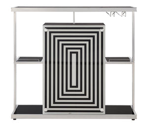 G130076 - Geometric Black and White Front Acrylic Panel Bar Unit - ReeceFurniture.com