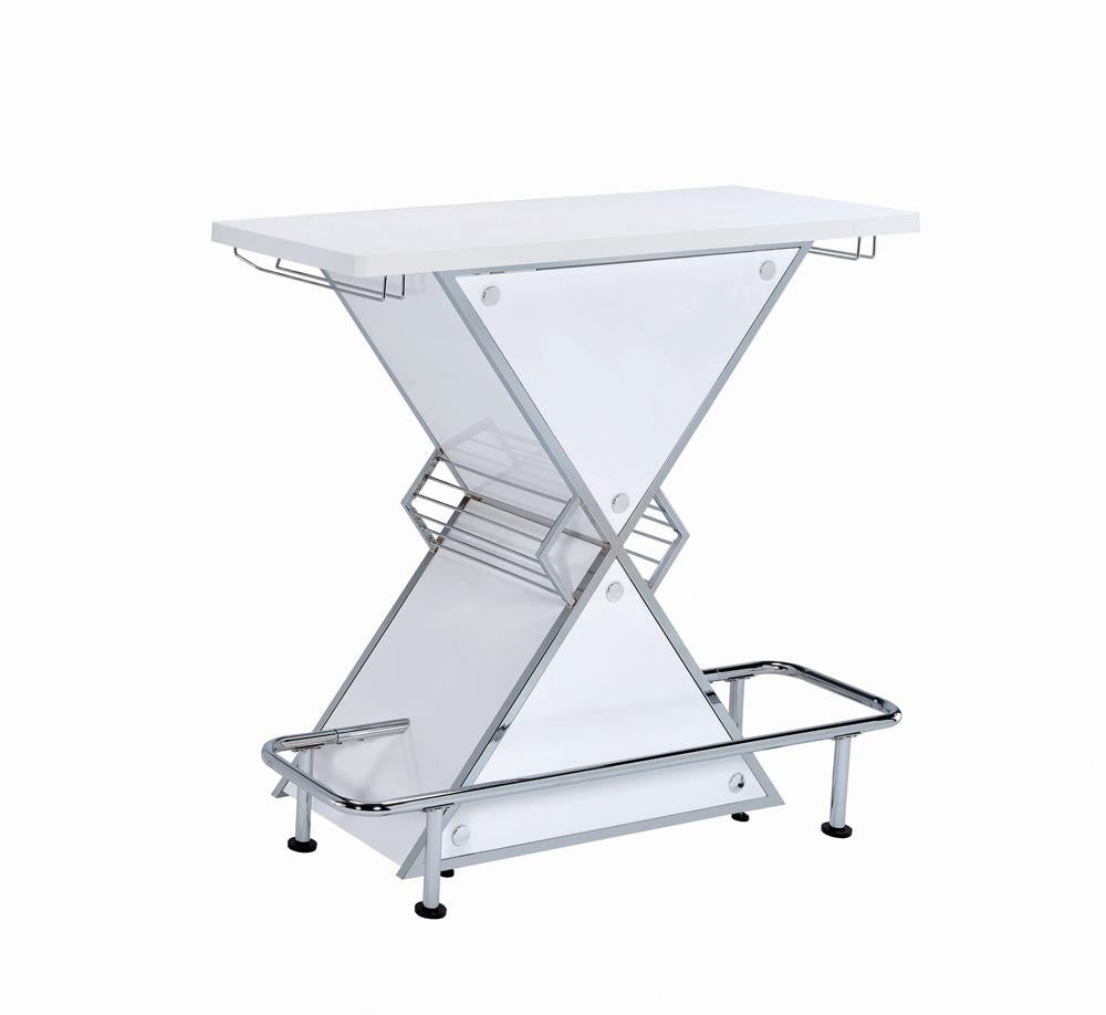 G130078 - Hourglass Shape White Bar Unit - ReeceFurniture.com