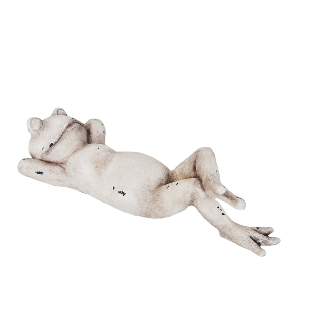 Antique White Lounging Frog, On Back - ReeceFurniture.com