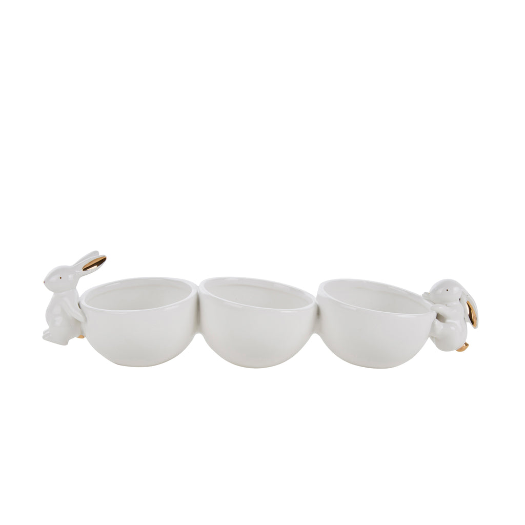 White/Gold Dolomite Bunnies W/Bowls - ReeceFurniture.com