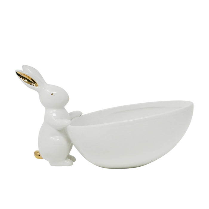 White/Gold Bunny W/ Bowl