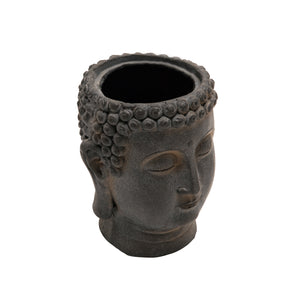 Resin 9" Buddha Flower Pot,  Black - ReeceFurniture.com