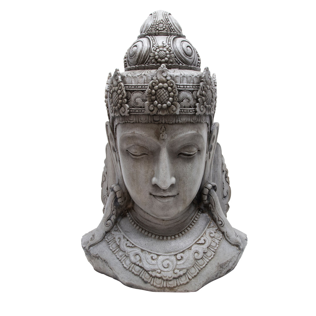 Resin 33" Buddha Head, Grey - ReeceFurniture.com
