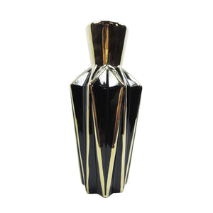 Ceramic Vase 14" Black/Gold - ReeceFurniture.com