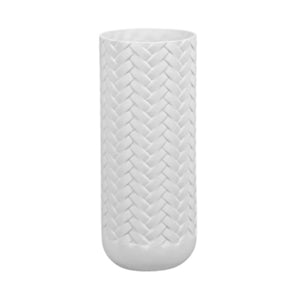 Matte White Weave Vase 8.5" - ReeceFurniture.com