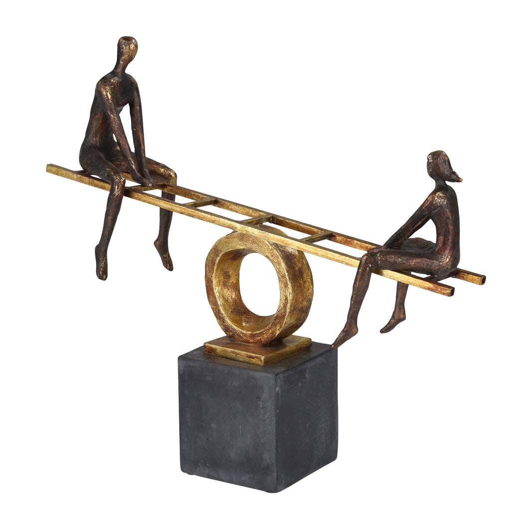 Gold Seesaw People Sculpture 16" Kd - ReeceFurniture.com