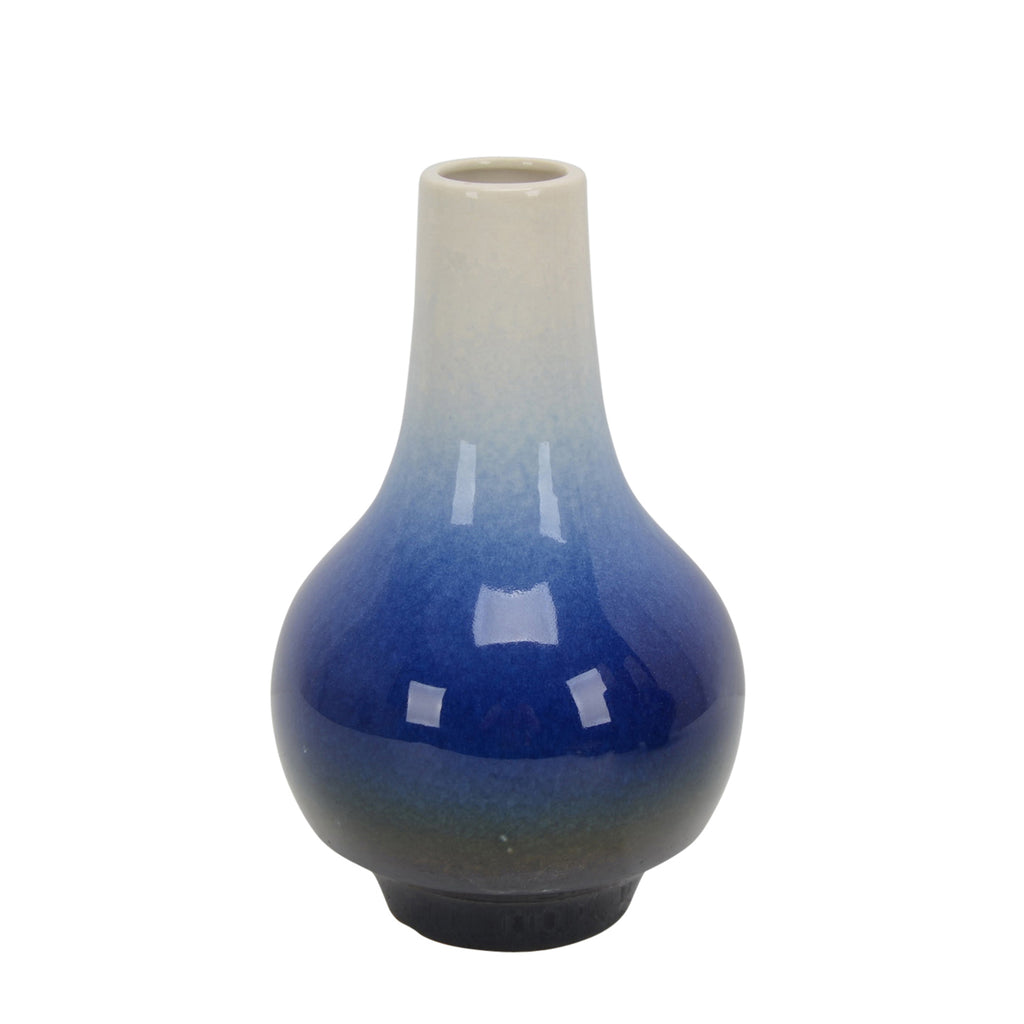 White/Blue Ombre Vase 10" - ReeceFurniture.com